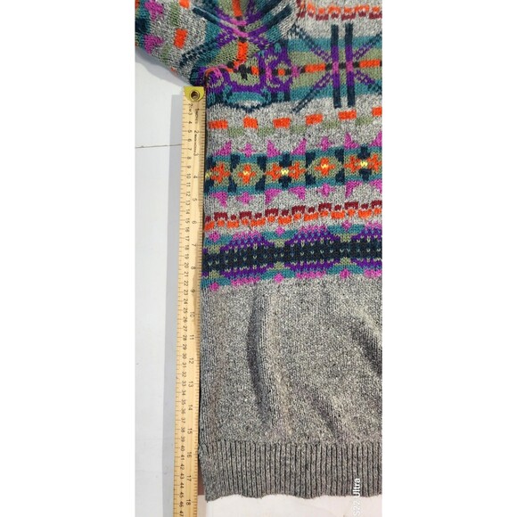 Chaps Fair Isle Sweater XL Cotton Blend Vintage Gray Crew Neck Womens Size 1X - Picture 11 of 15